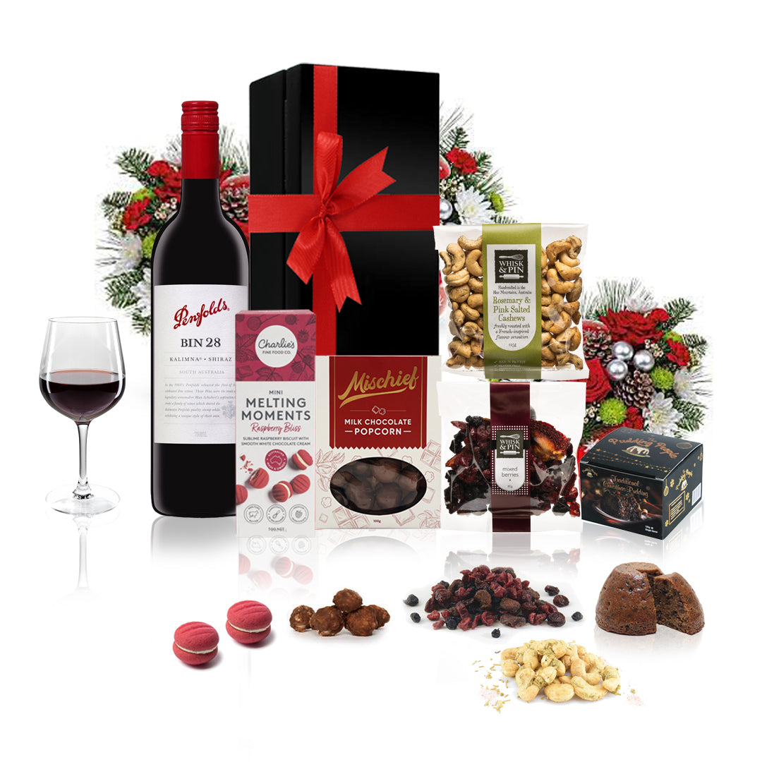 Red Wine & Christmas Pudding Gift Hamper-1